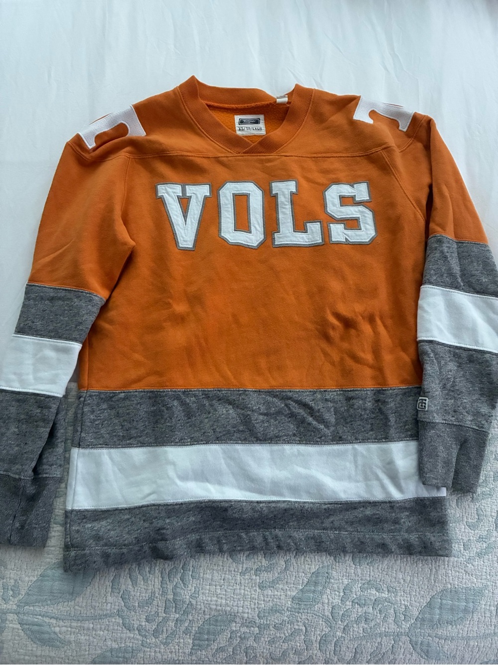 American Vintage Orange Gray White 'VOLS' Colorblock Pullover Sweatshirt